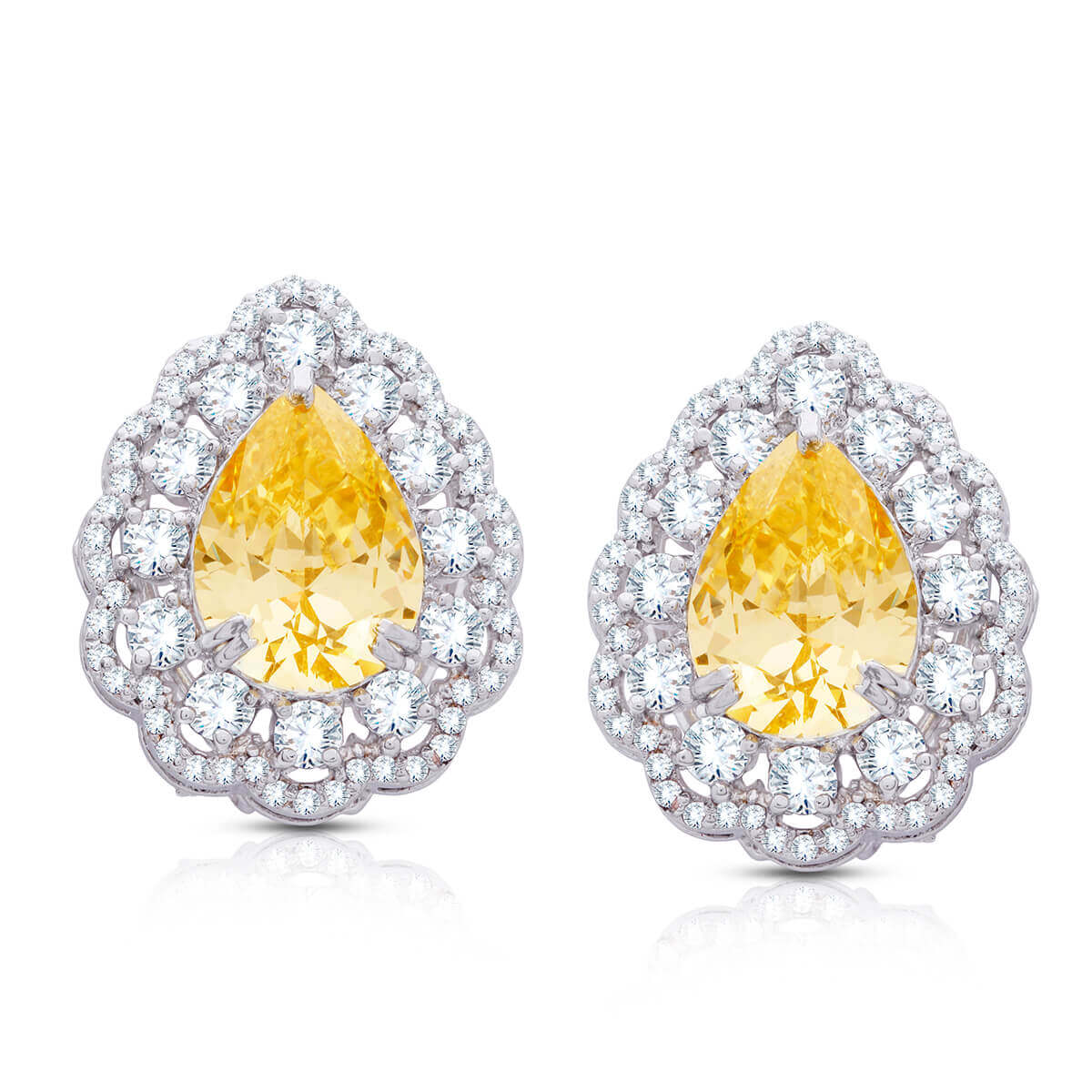 Yellow Diamond Silver Earrings