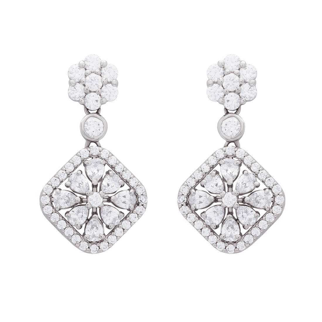 Silver Bold Diamond Earrings