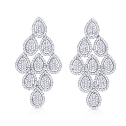 Pearl White Diamond Drop Silver Earrings
