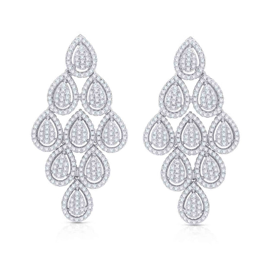 Pearl White Diamond Drop Silver Earrings
