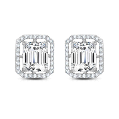 Classic Emerald Cut Silver Studs