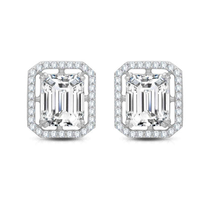 Classic Emerald Cut Silver Studs