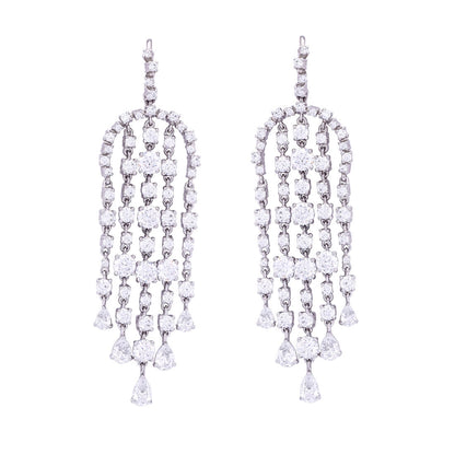 Bold Zirconia Dangle Silver Earrings