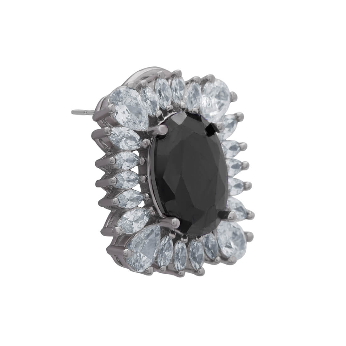 Classic Black Diamond Silver Studs