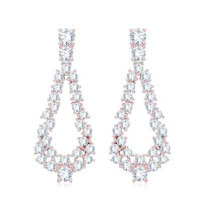 Dazzling Cluster Drop Silver Earrings