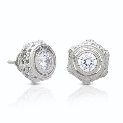 Hexagon Solitaire Silver Studs