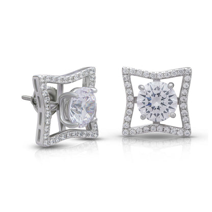 Solitaire Silver Star Earrings