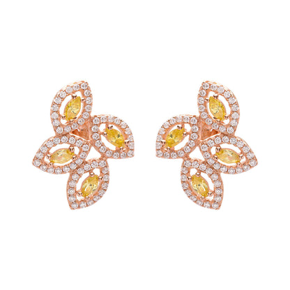 Yellow Gold Stud Silver Earrings