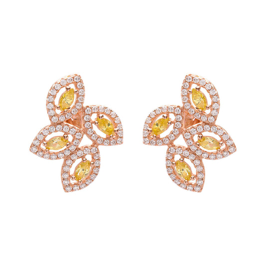 Yellow Gold Stud Silver Earrings