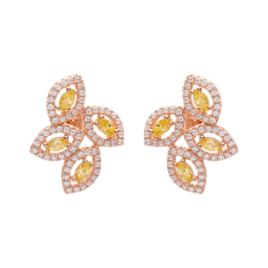 Yellow Gold Stud Silver Earrings