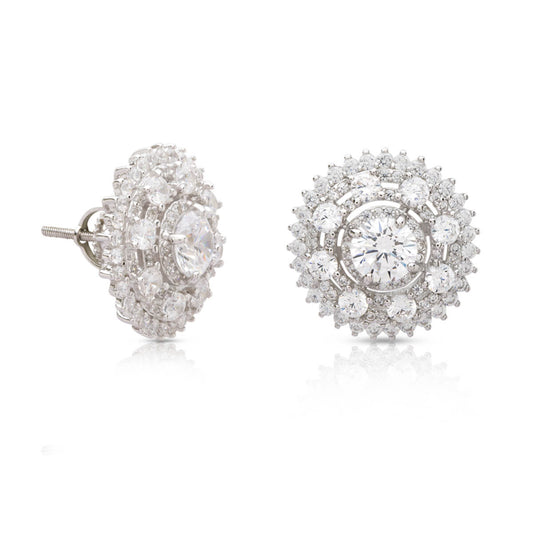 Zirconia Mandala Stud Earrings In Silver