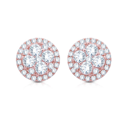 Dainty Halo Silver Stud Earrings
