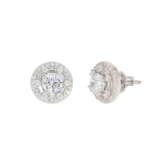 Charming Silver Solitaire Stud Earrings