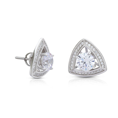 Alluring Trilliant Zirconia Stud Silver Earrings