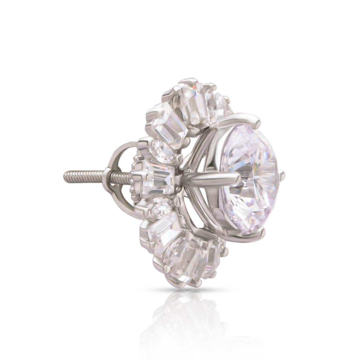 Charming Floral Silver Stud Earrings