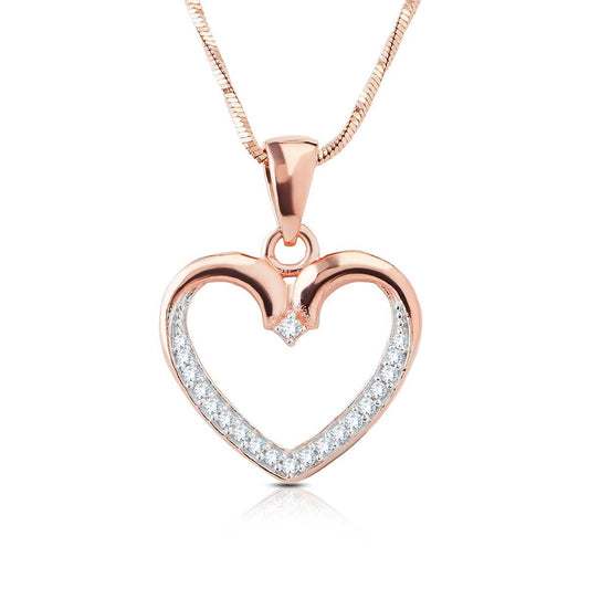 Sparkling Pink Heart Pendant Set In Silver