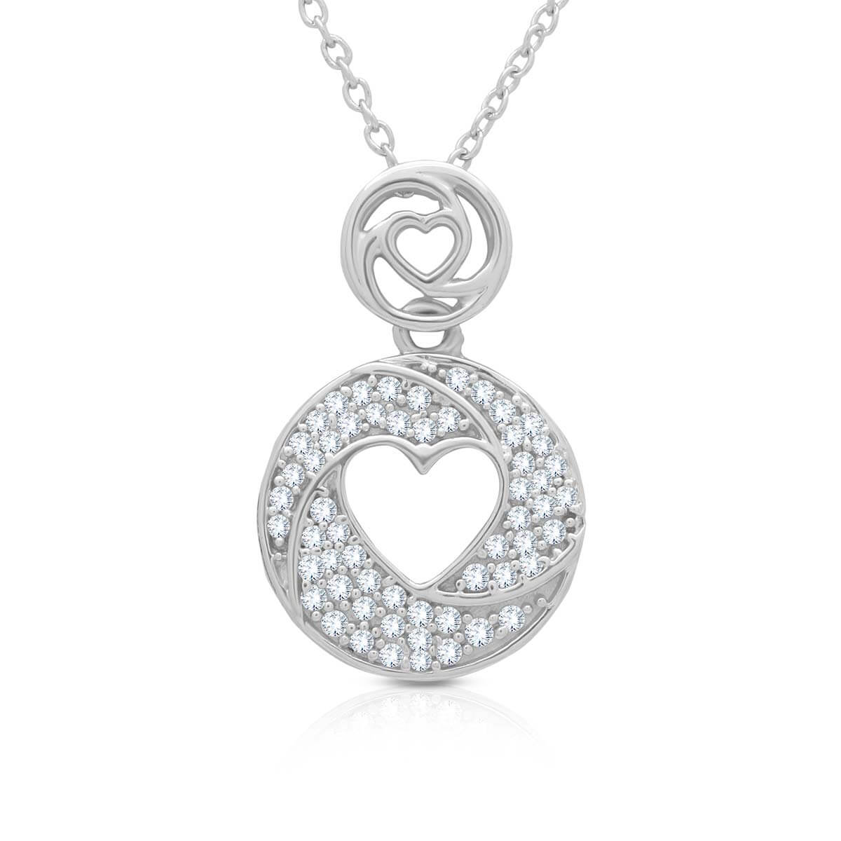Silver Joyful Diamond Heart Pendant