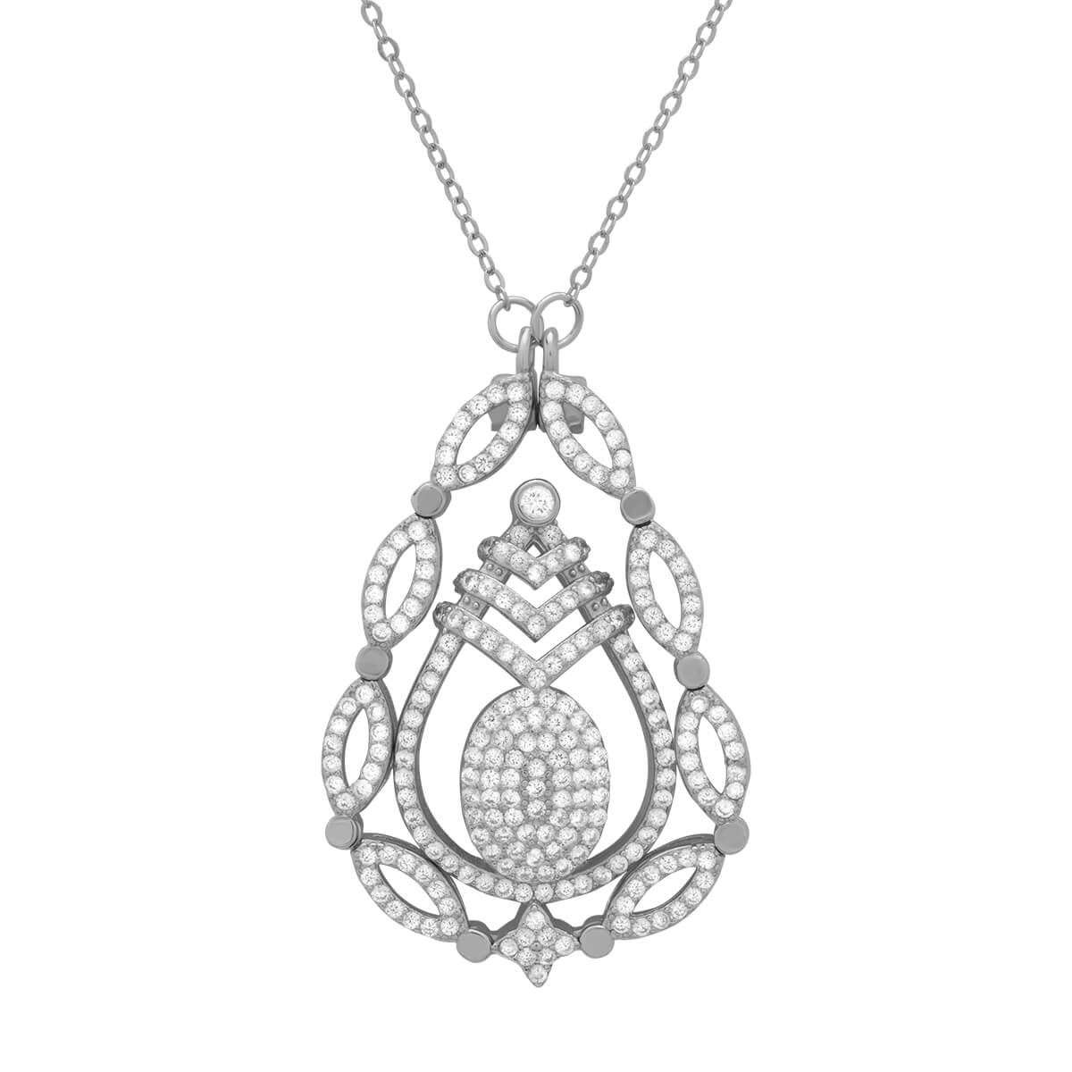 Refined Two Way Diamond Pendant In Silver