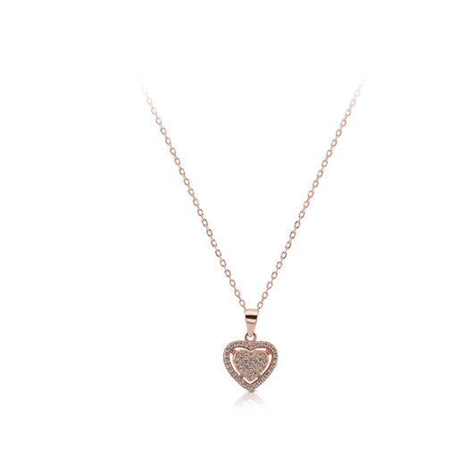 Rose Gold Heart Pendant In Silver