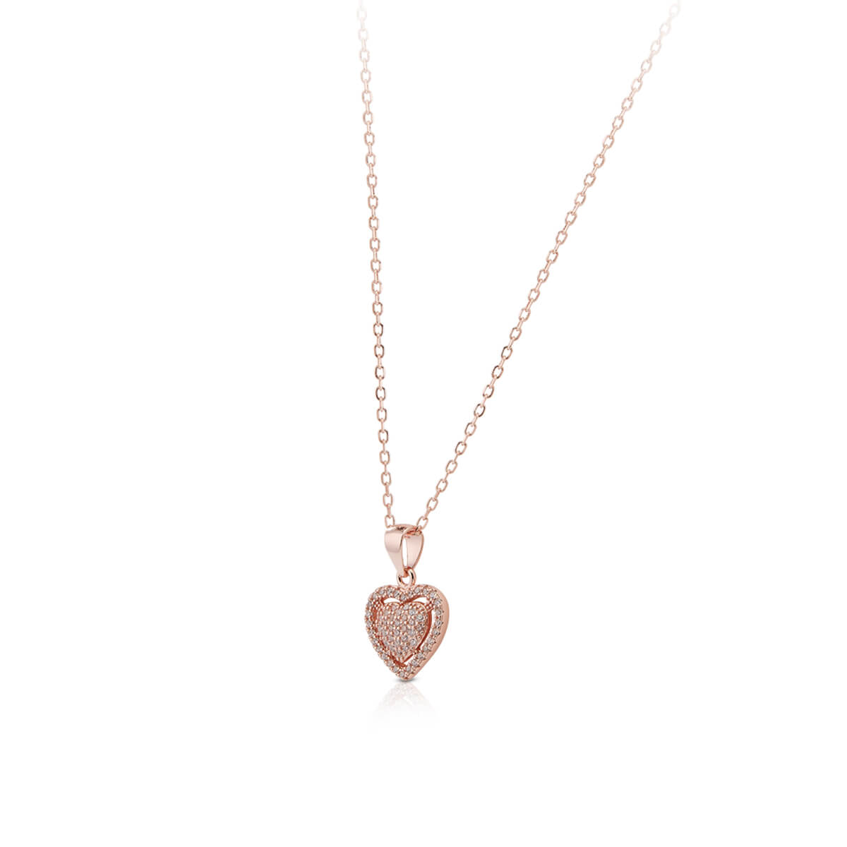 Rose Gold Heart Pendant In Silver