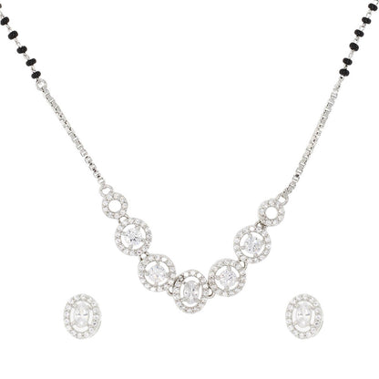 Classic Halo Silver Studded Mangalsutra Set