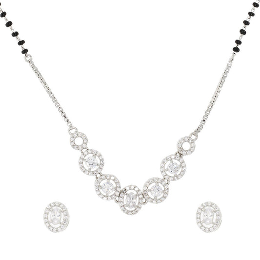 Classic Halo Silver Studded Mangalsutra Set