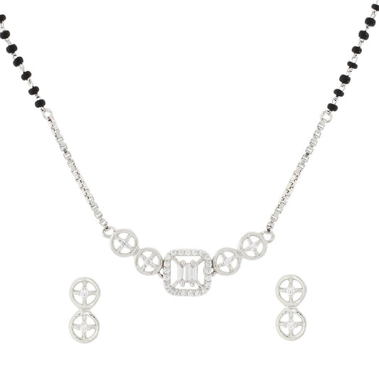 Trendy Halo Silver Mangalsutra Set