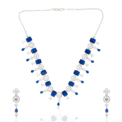 Exquisite Royal Blue Necklace Set In Sterling Silver