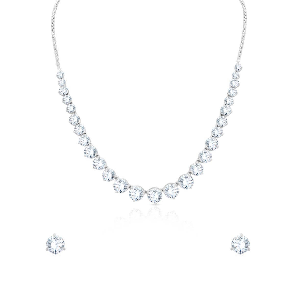 Striking Solitaire Silver Necklace Set