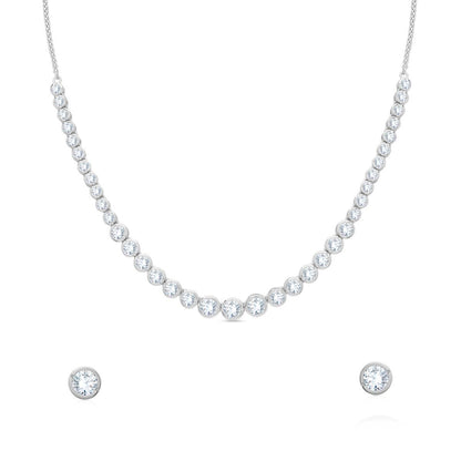 Majestic Solitaire Silver Necklace Set