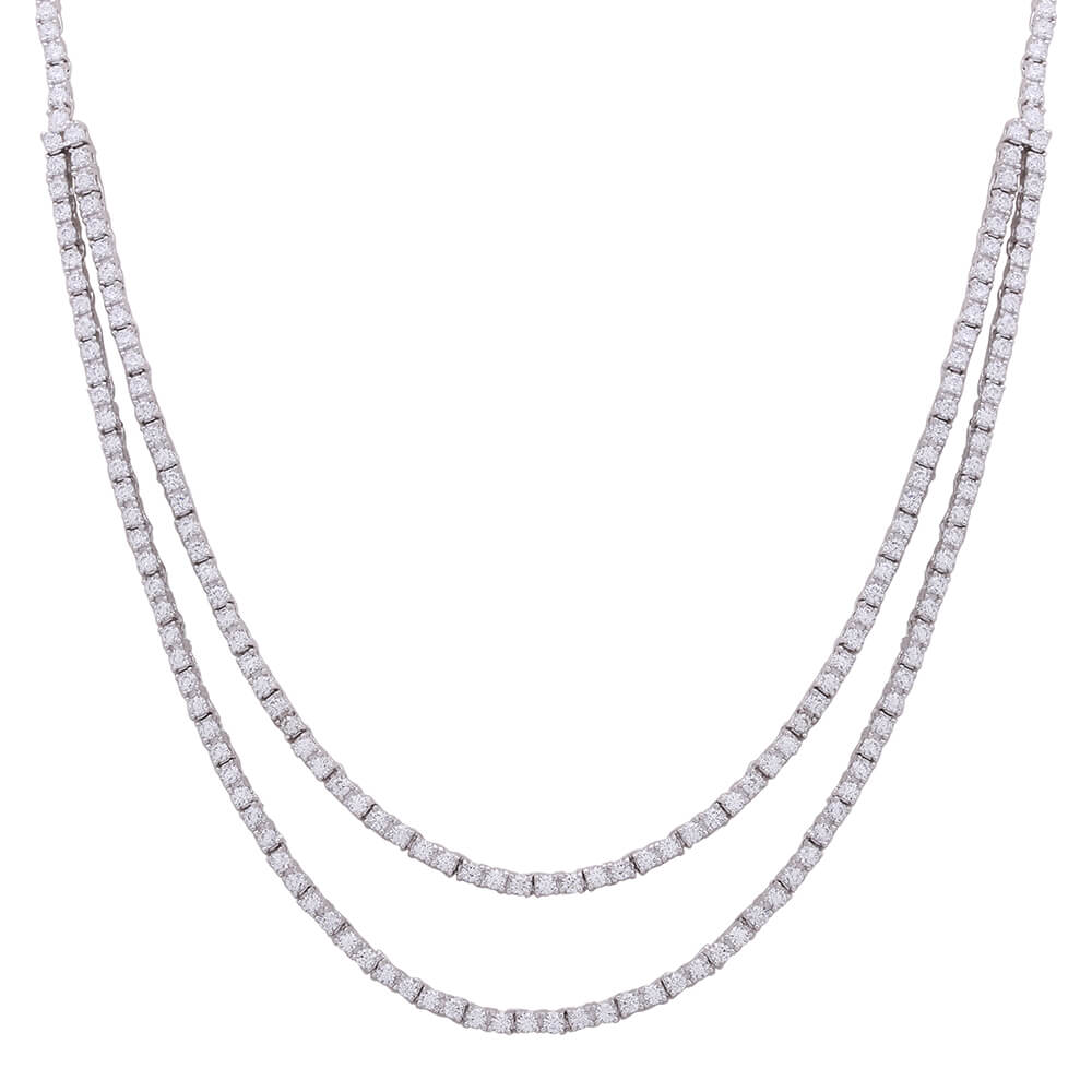 Charming Solitaire Silver Necklace Set