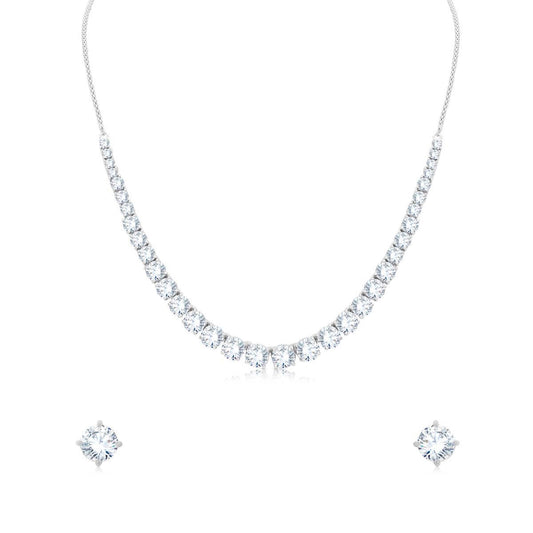 Delight Solitaire Silver Necklace Set