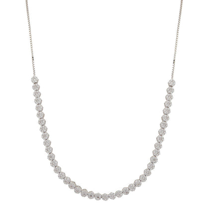 Elegant Diamond Necklace Set In Silver