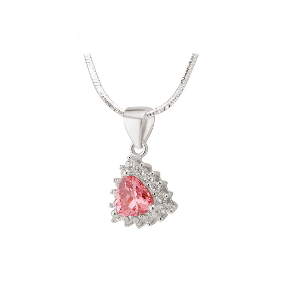 Stunning Pink Stone Silver Pendant Set