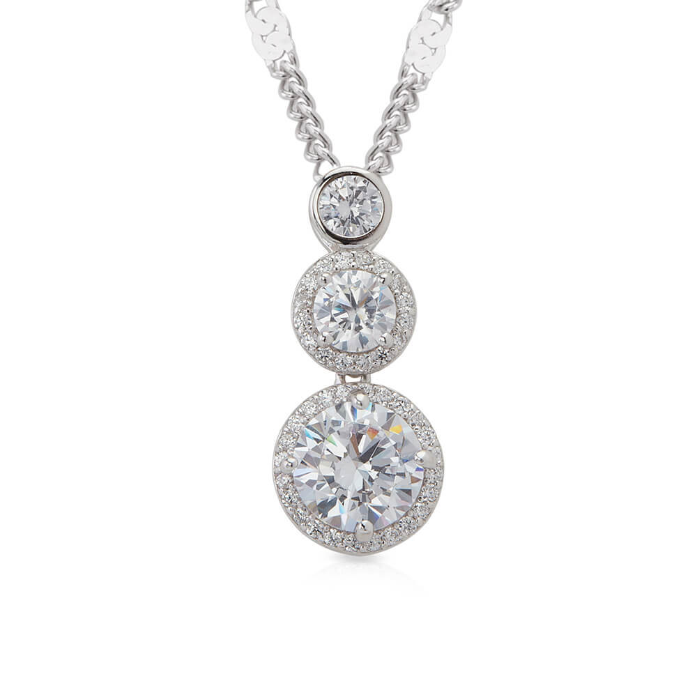 3 Diamonds Bezel Pendant In Silver