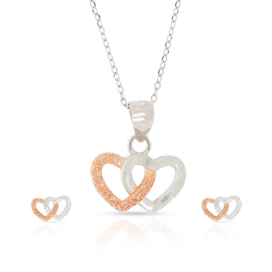 Gold & Silver Diamond Heart Pendant