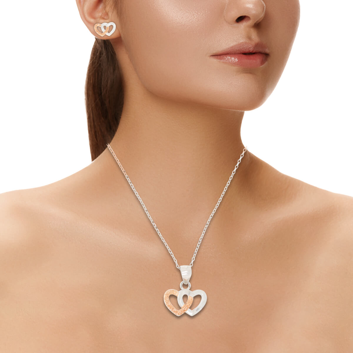 Gold & Silver Diamond Heart Pendant