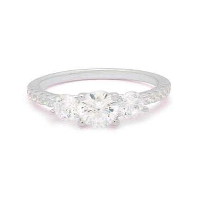Effortless Silver Crystal Studded Ring