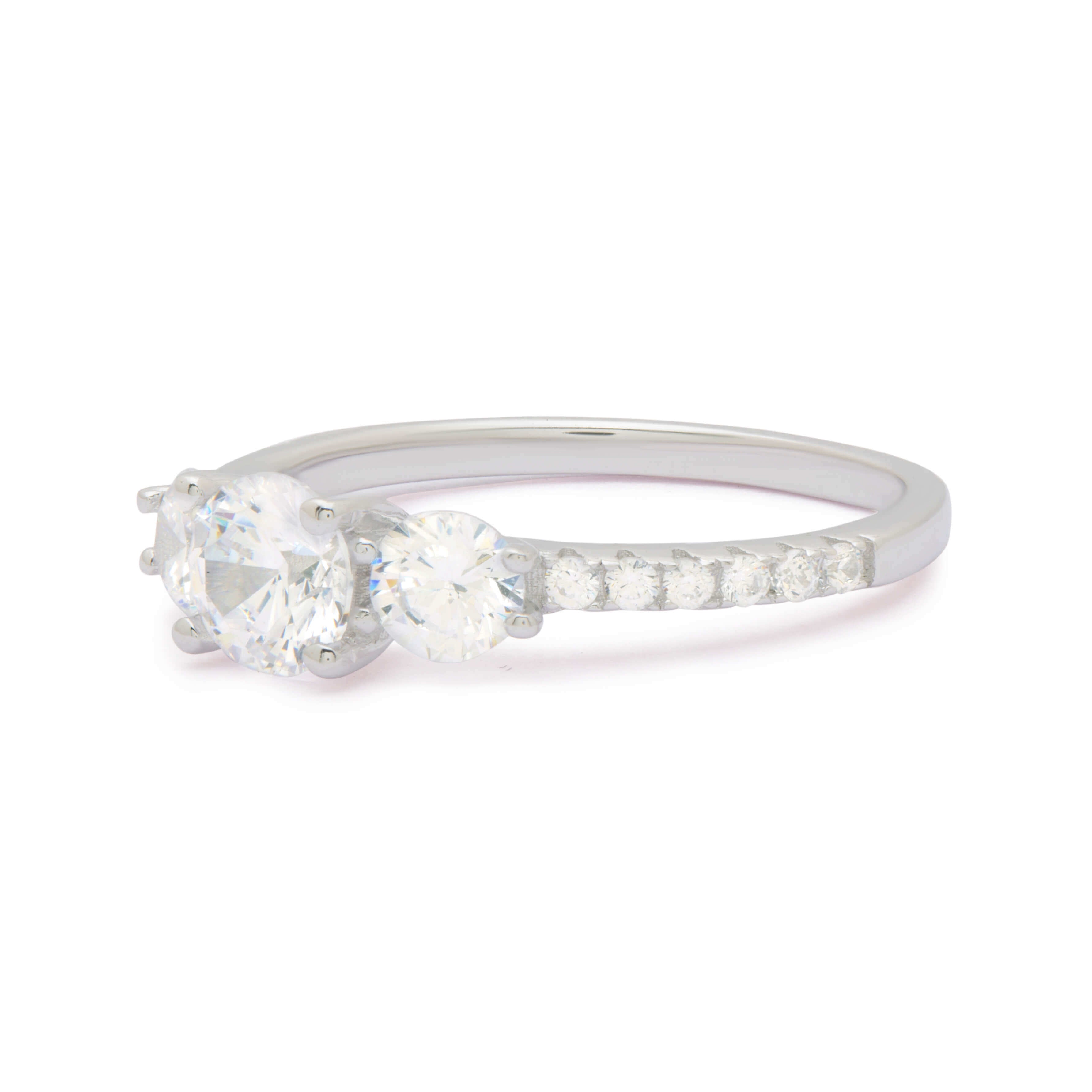 Effortless Silver Crystal Studded Ring