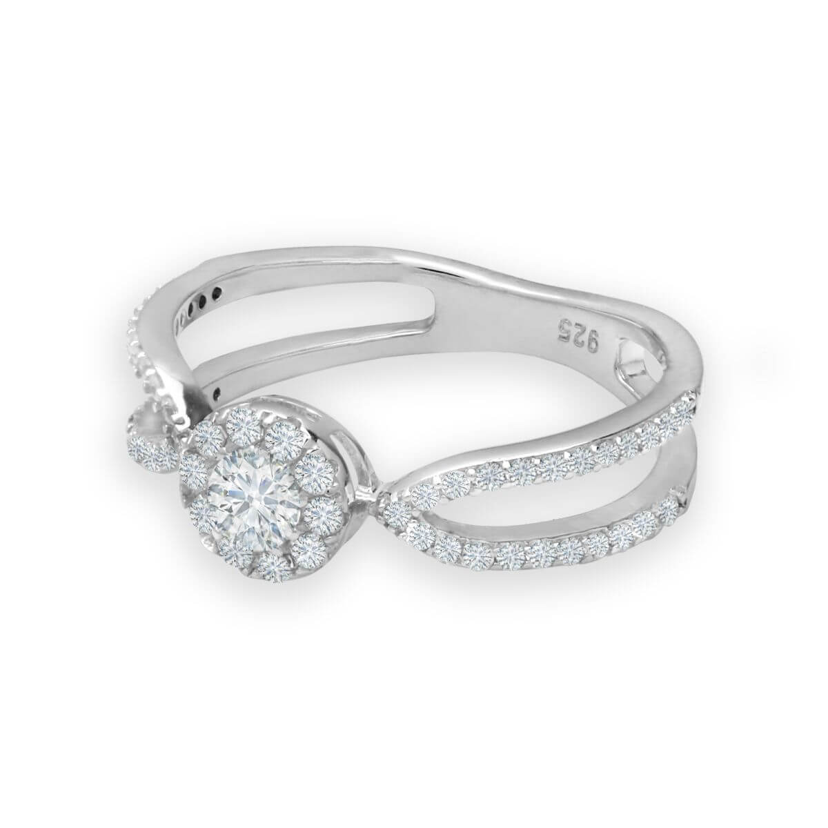 Halo Diamond Ring In Silver