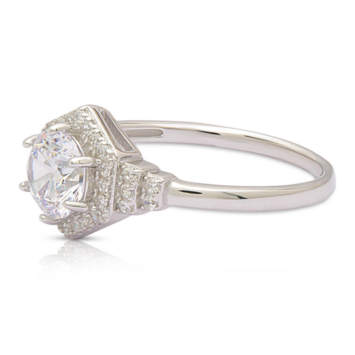 Trendy Solitaire Ring In Sterling Silver