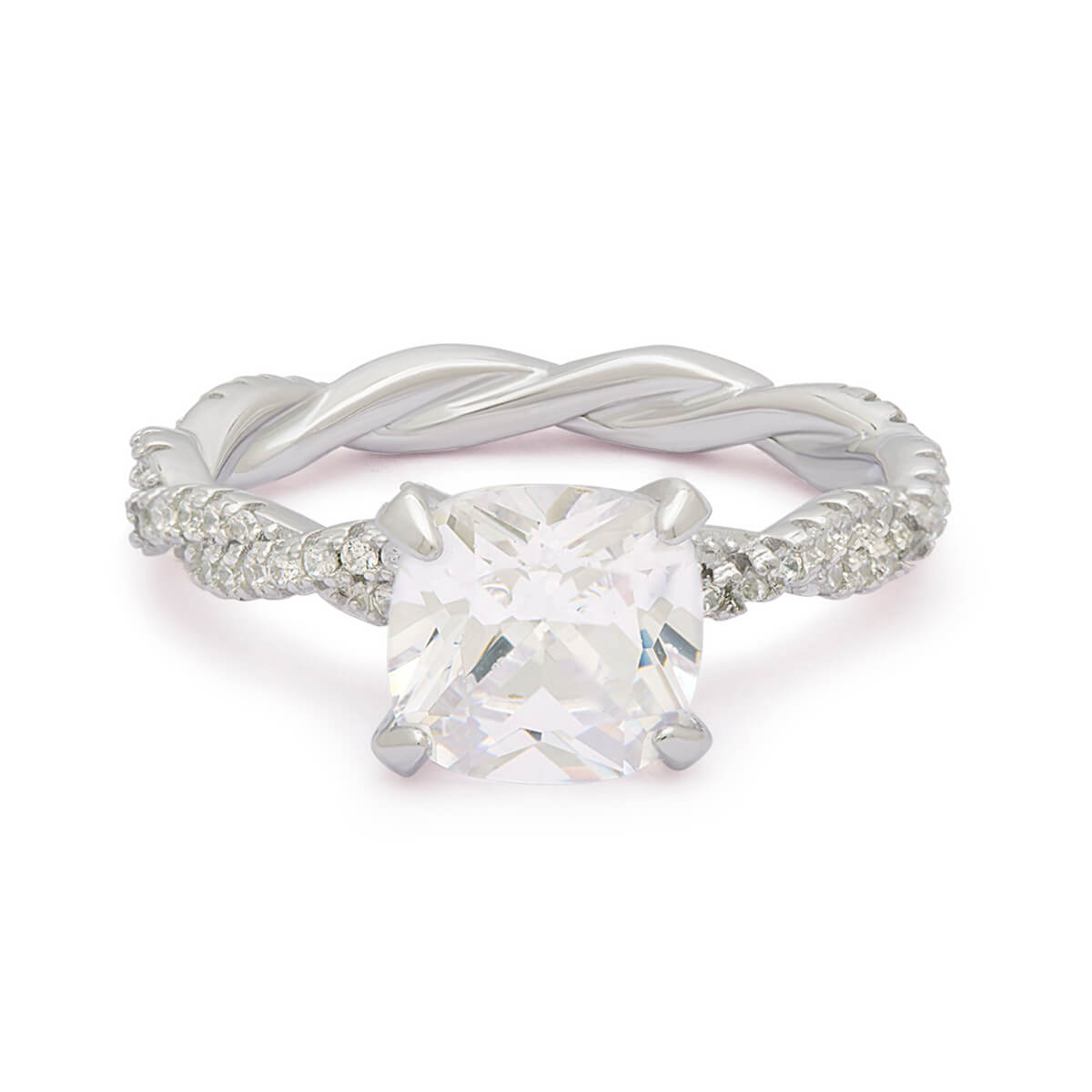 Twisted Solitaire Silver Ring