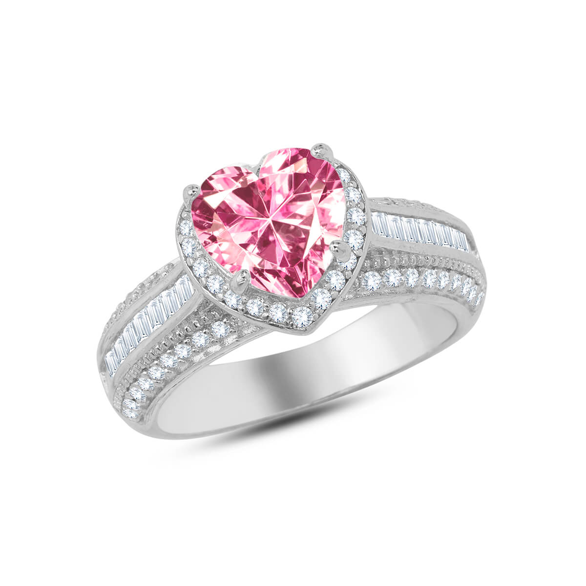 Sterling Pink Heart Silver Ring