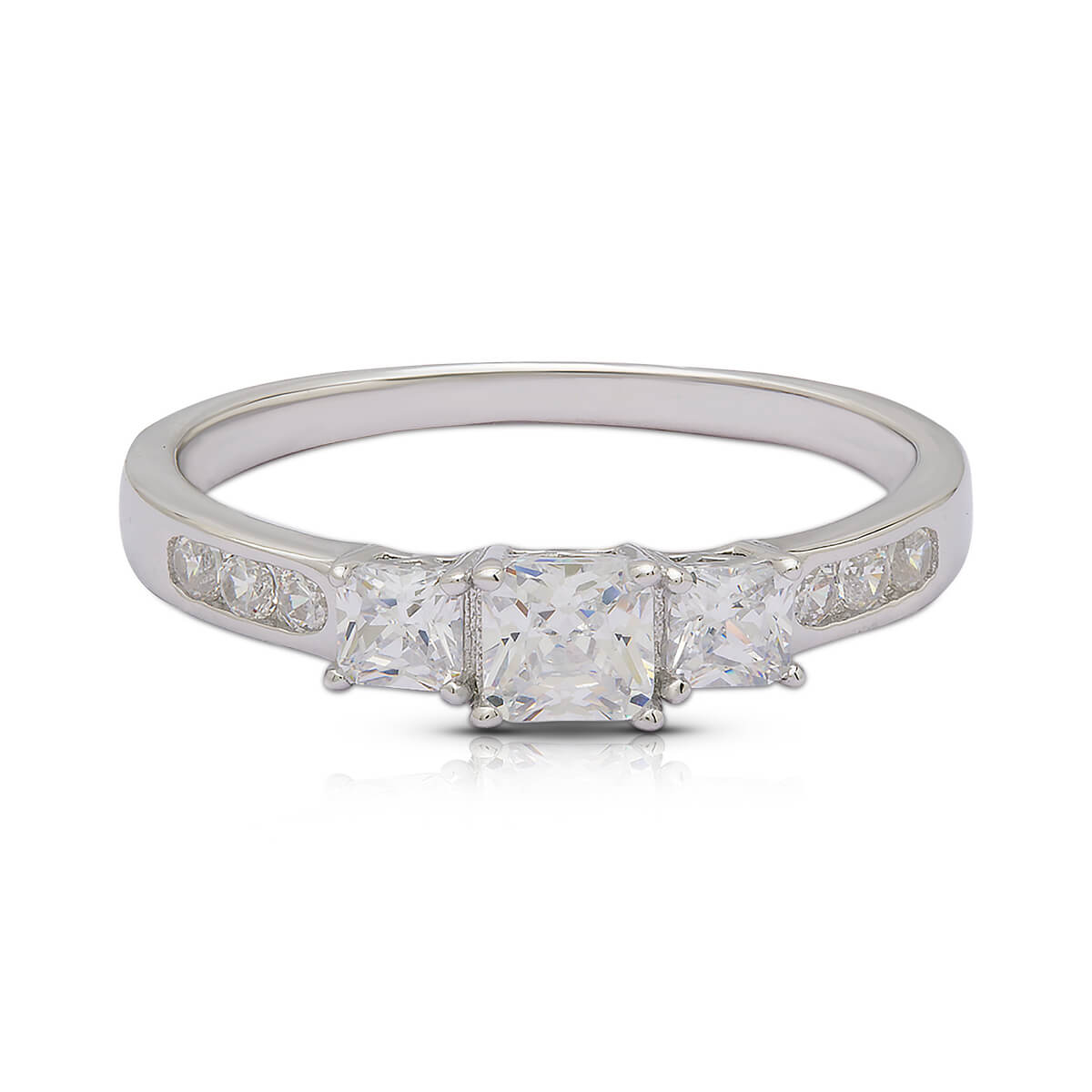 Diamond Solitaire Silver Ring