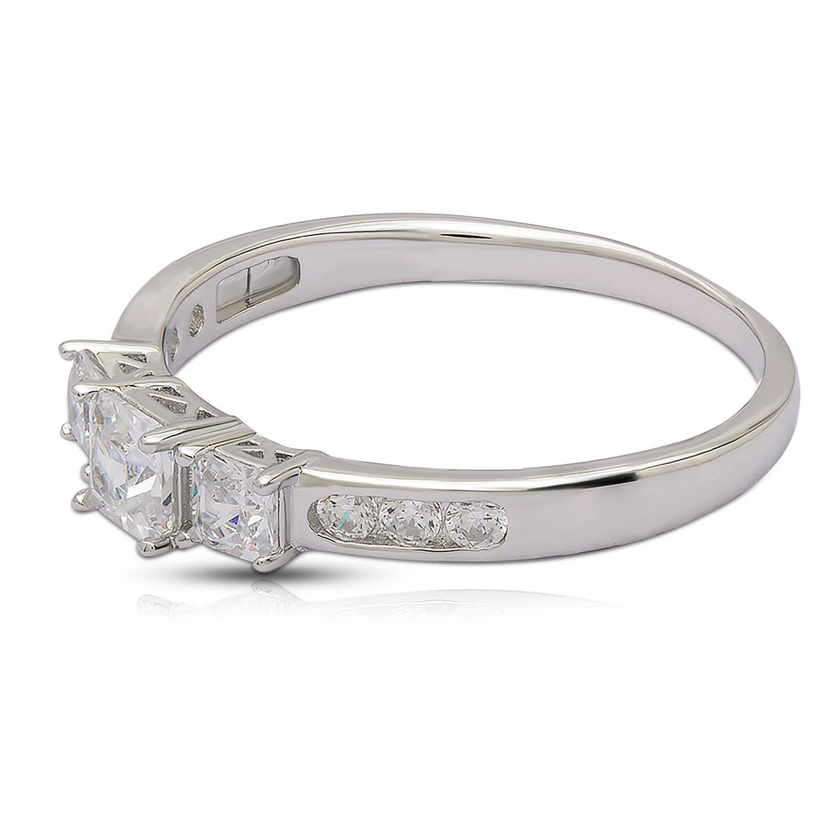 Diamond Solitaire Silver Ring