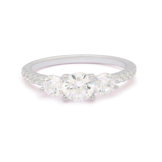 Glorious Three Stone Silver Ring