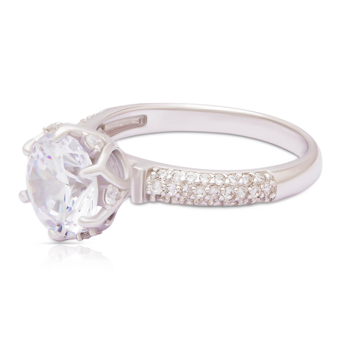Shiny Solitaire Silver Ring
