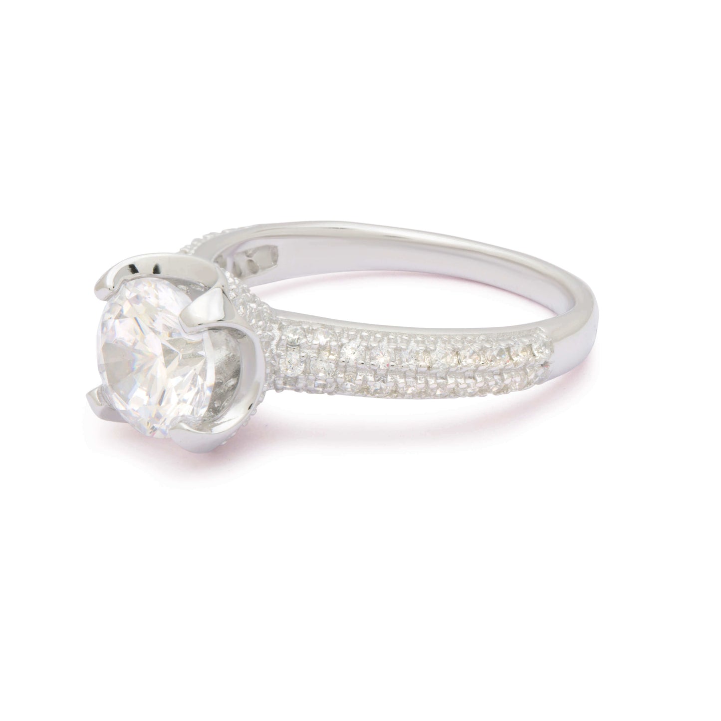 Dazzling Silver Diamond Studded Ring