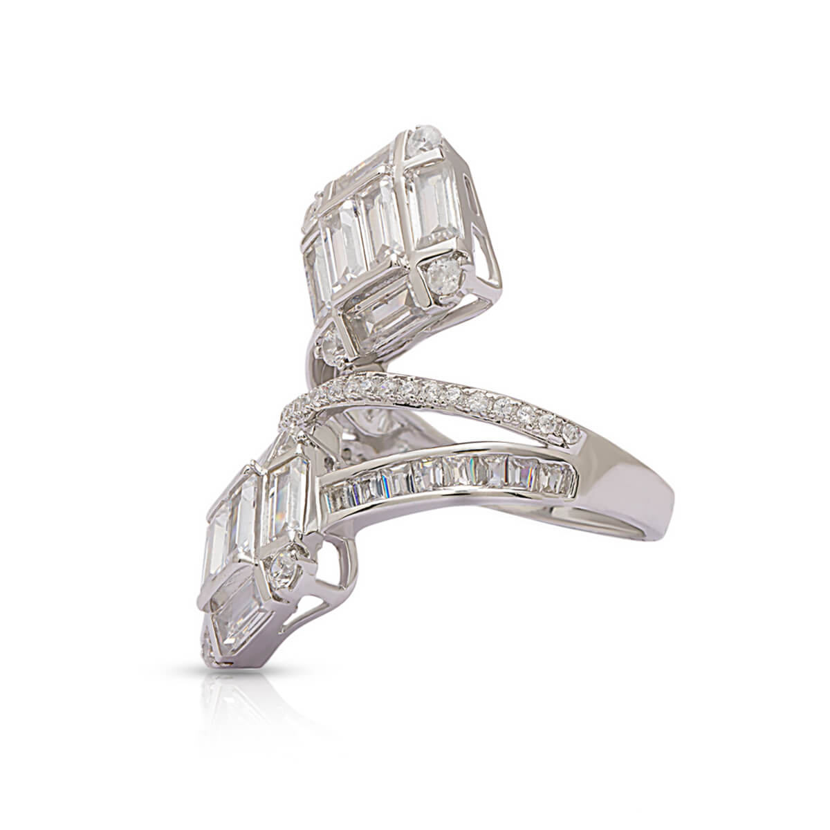 Silver Crossway Cluster Ring