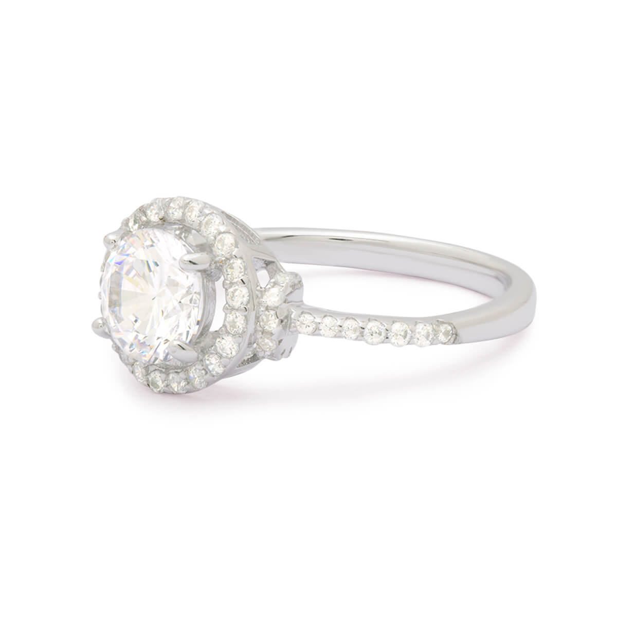 Lustrous Solitaire Silver Ring
